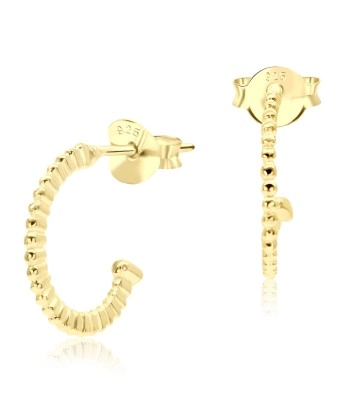 Gold Plated C Shaped Roll Silver Ear Stud STS-3891-GP